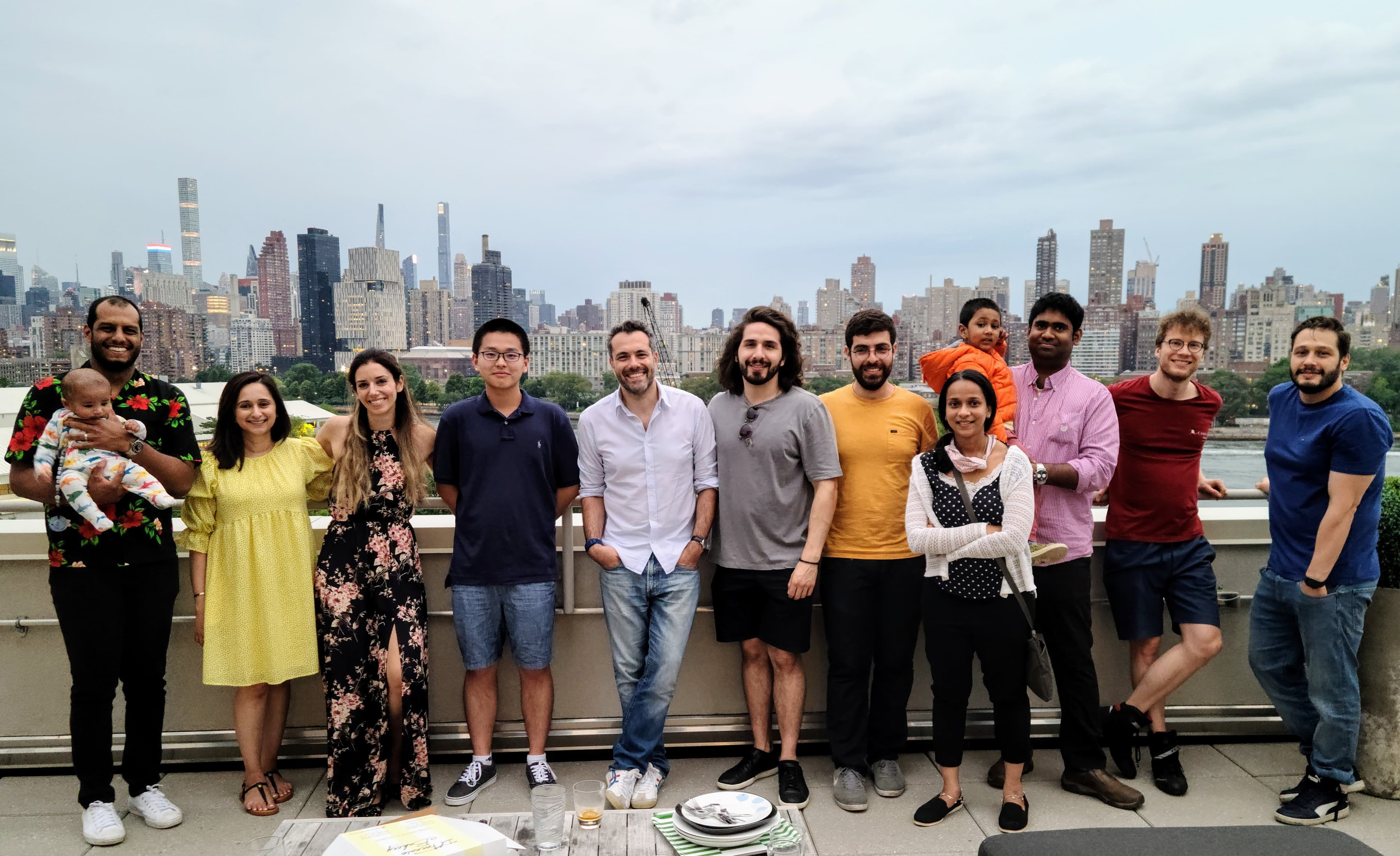 Lab team in 2021, rooftop with the Manhattan skyline