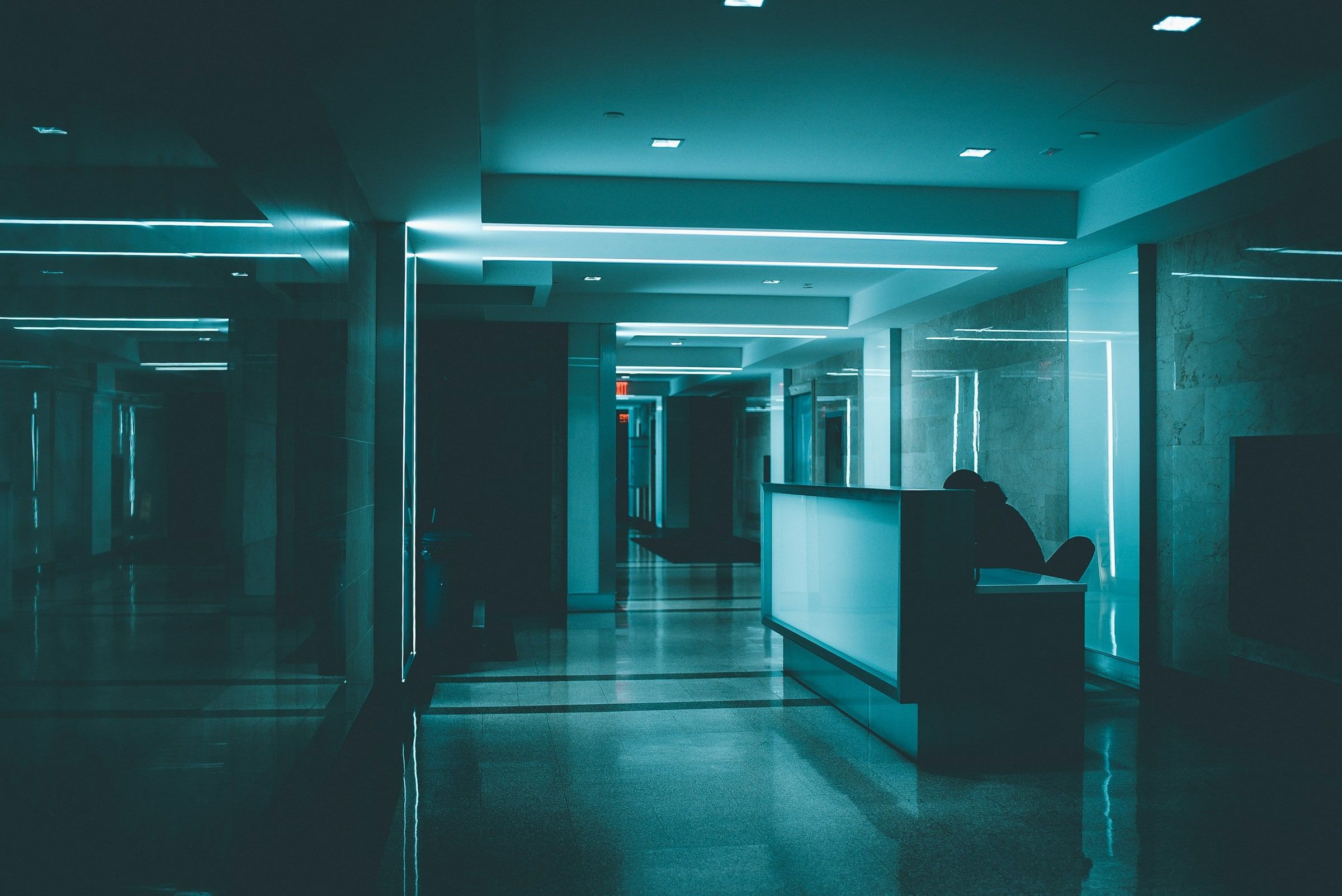 Northwell Health hospital campus at night